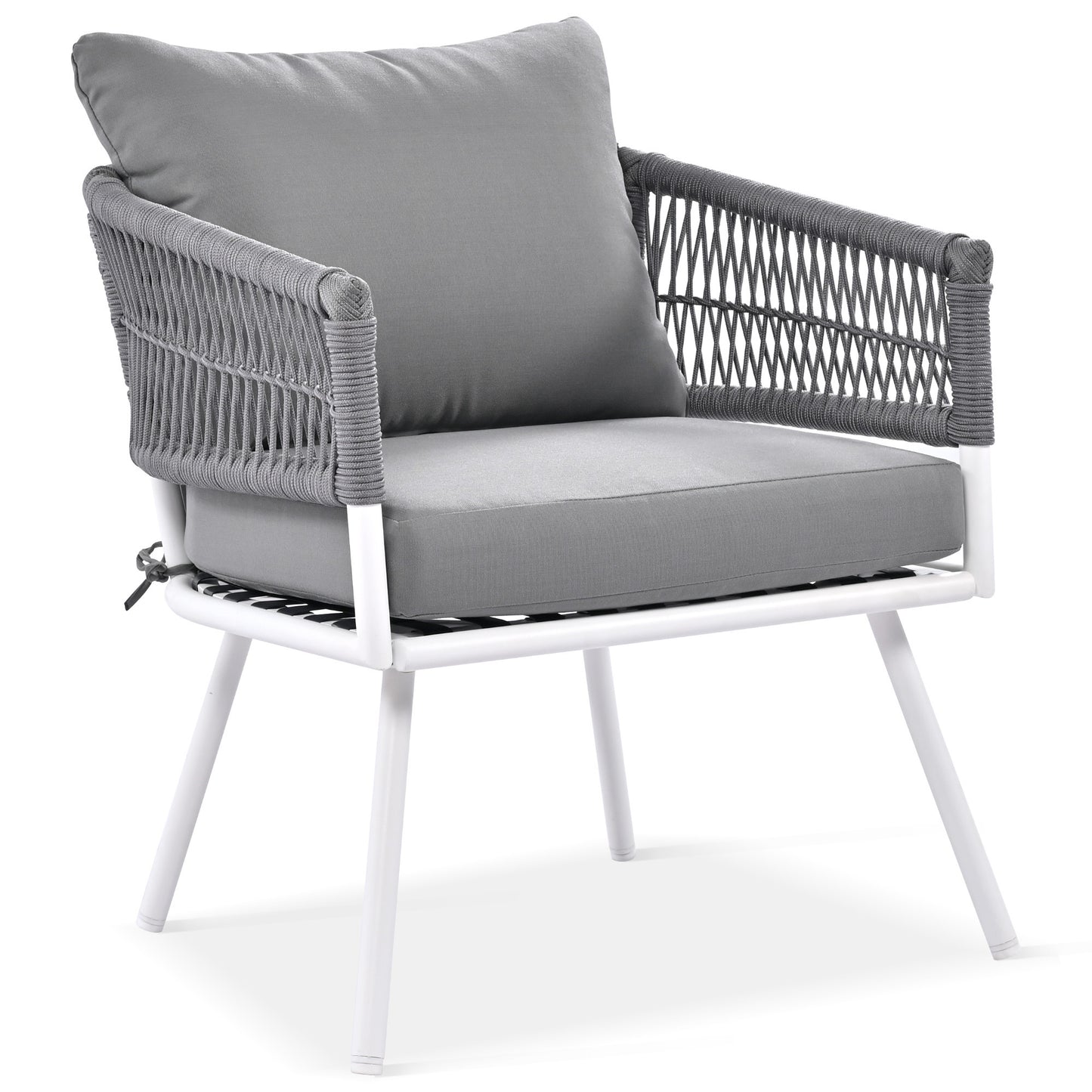 Grey 4-Piece Boho Rope Patio Furniture Set