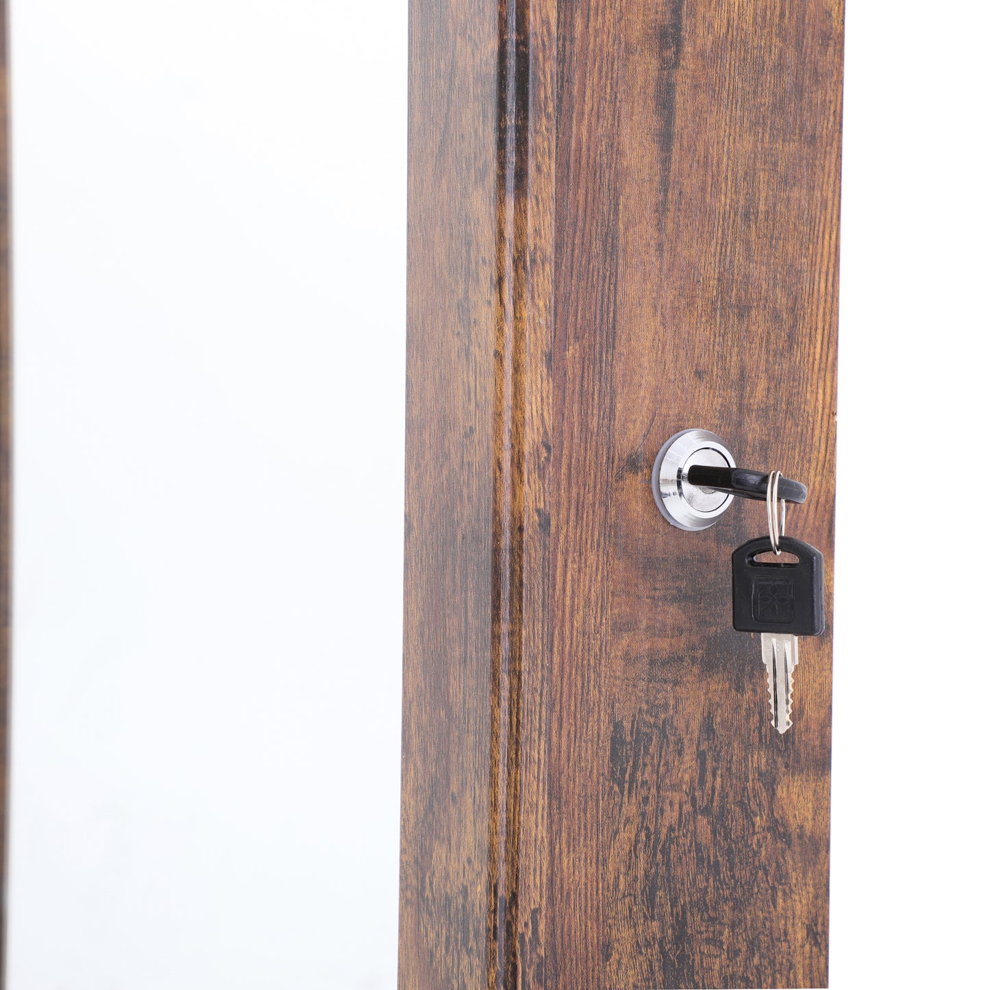 Wall or Door Hung Jewelry Storage Mirror Cabinet, Wood Finish