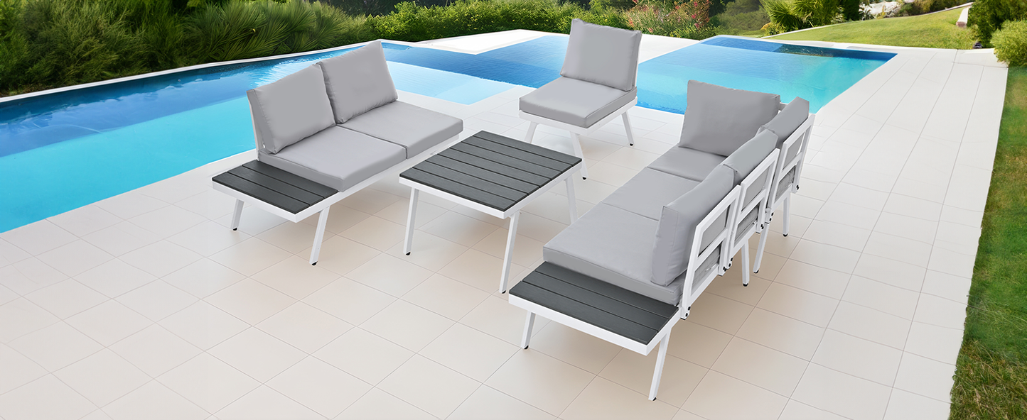Industrial 5-Piece Aluminum Outdoor Patio Furniture Set