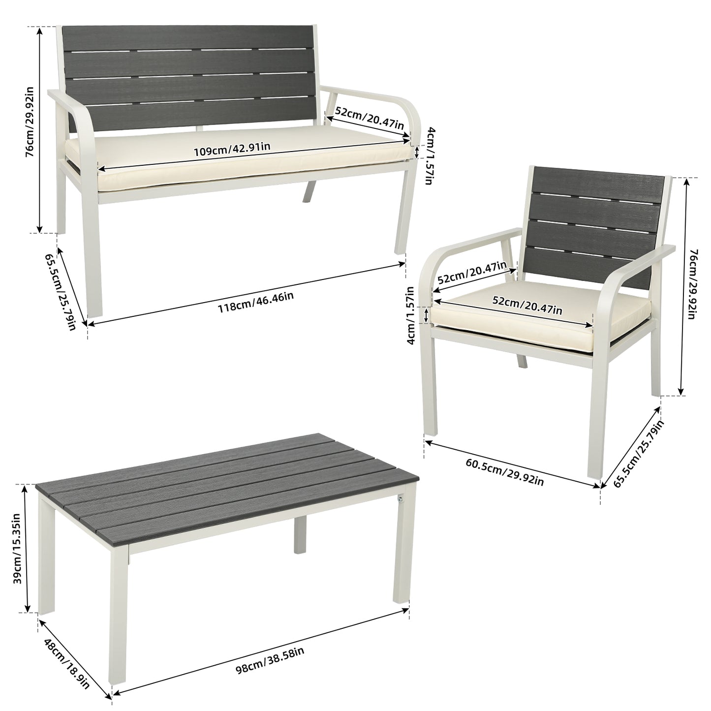 4 Piece Modern Industrial Outdoor Conversation Set