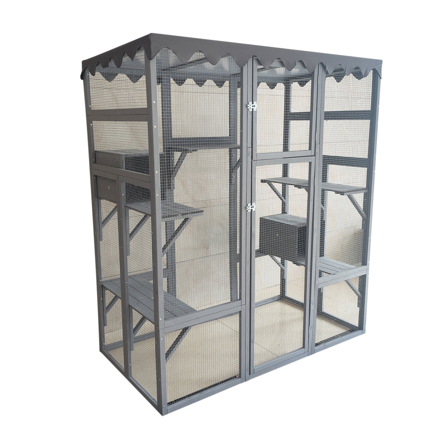 Big Catio Wooden with 6 High Ledges, Weather Protection Asphalt Roof