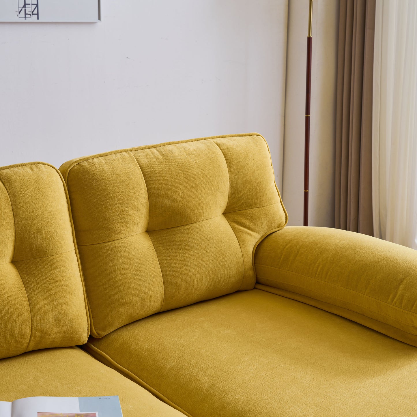 83" Modern Sectional L-Shaped Yellow Sofa