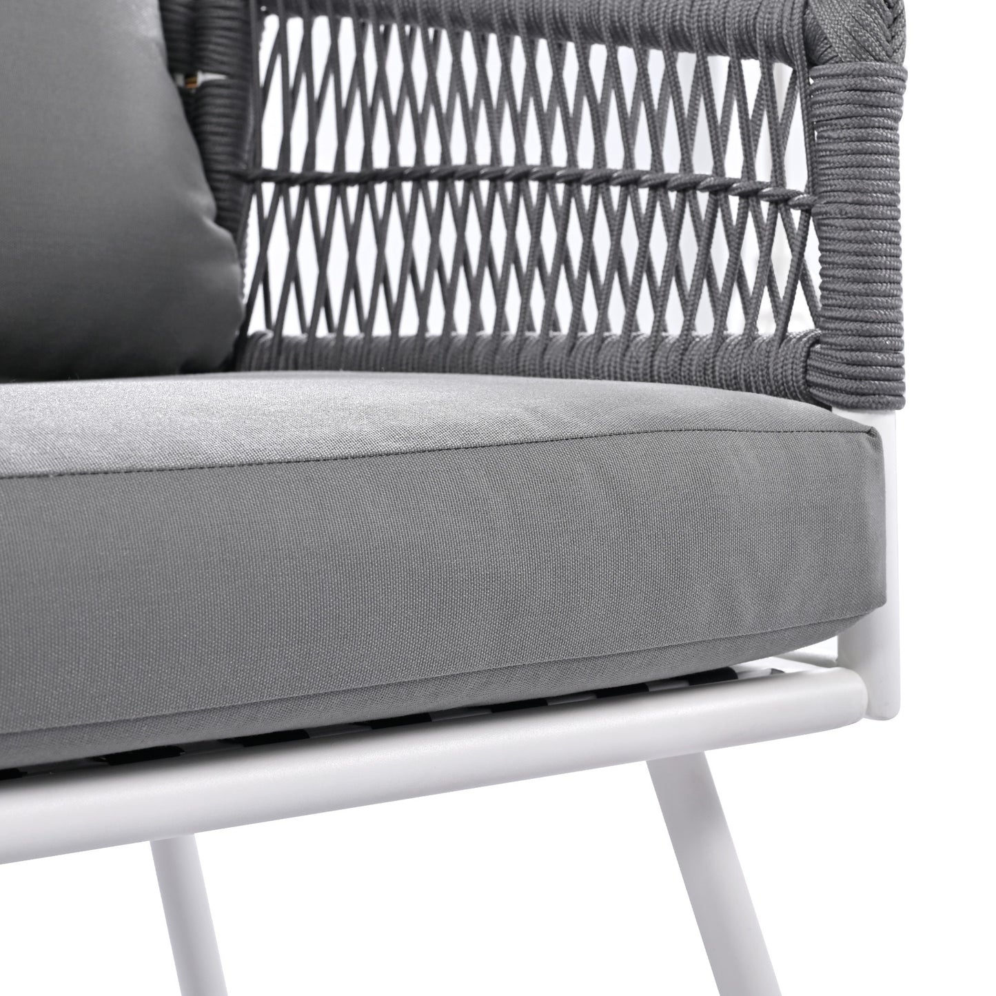 Grey 4-Piece Boho Rope Patio Furniture Set