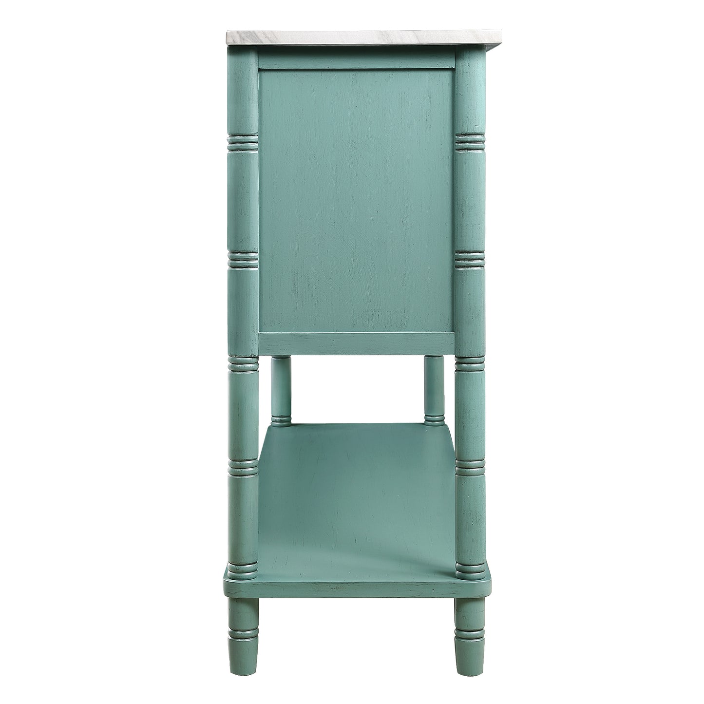 Green Console Table with Marble-Look Top for Any Room