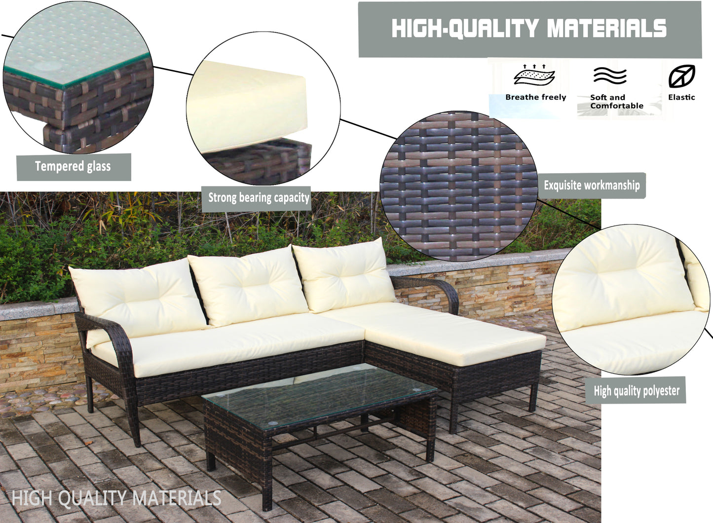 Outdoor Patio Furniture Set -Piece Conversation Set