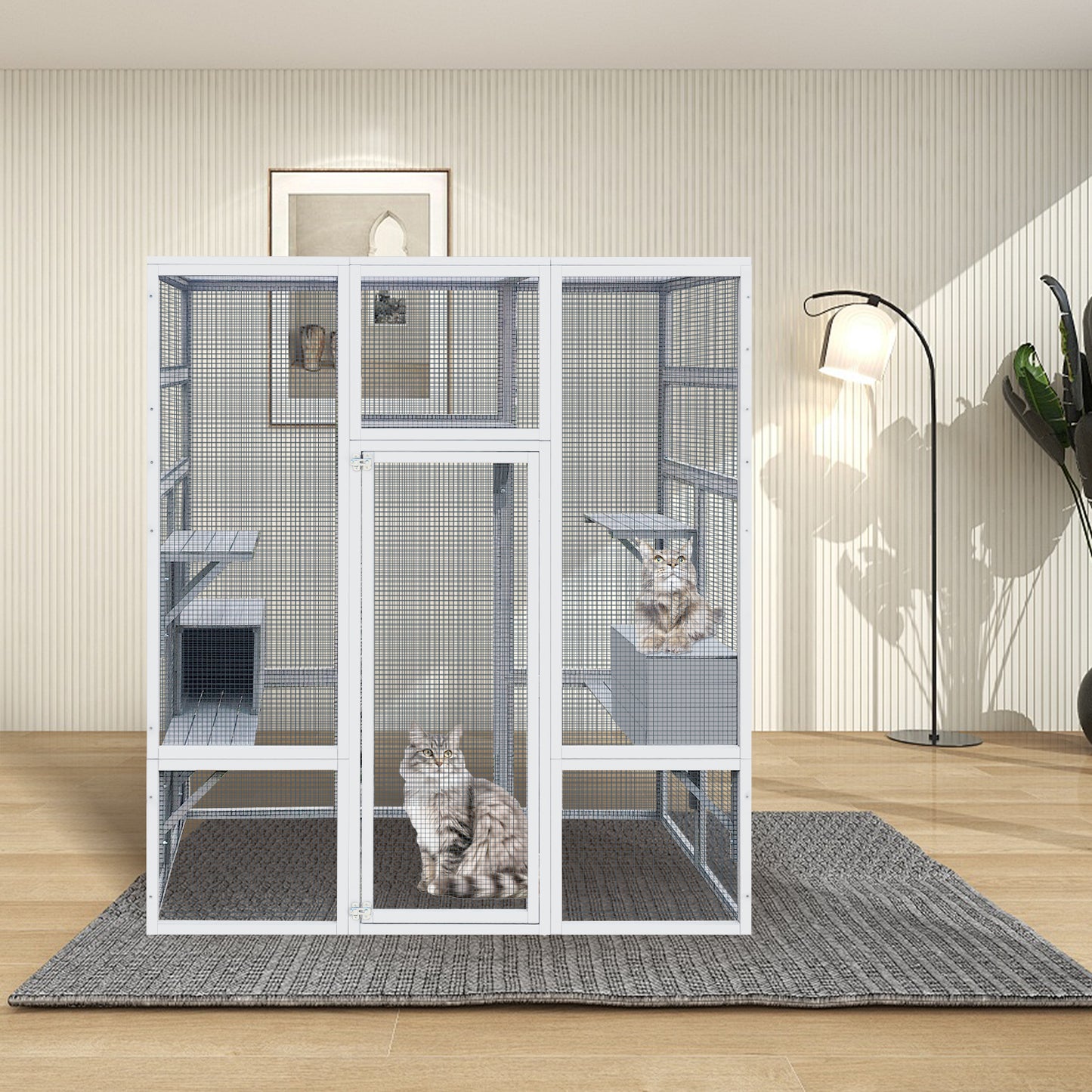 62.6" Outdoor Wooden Cat House Large Catio