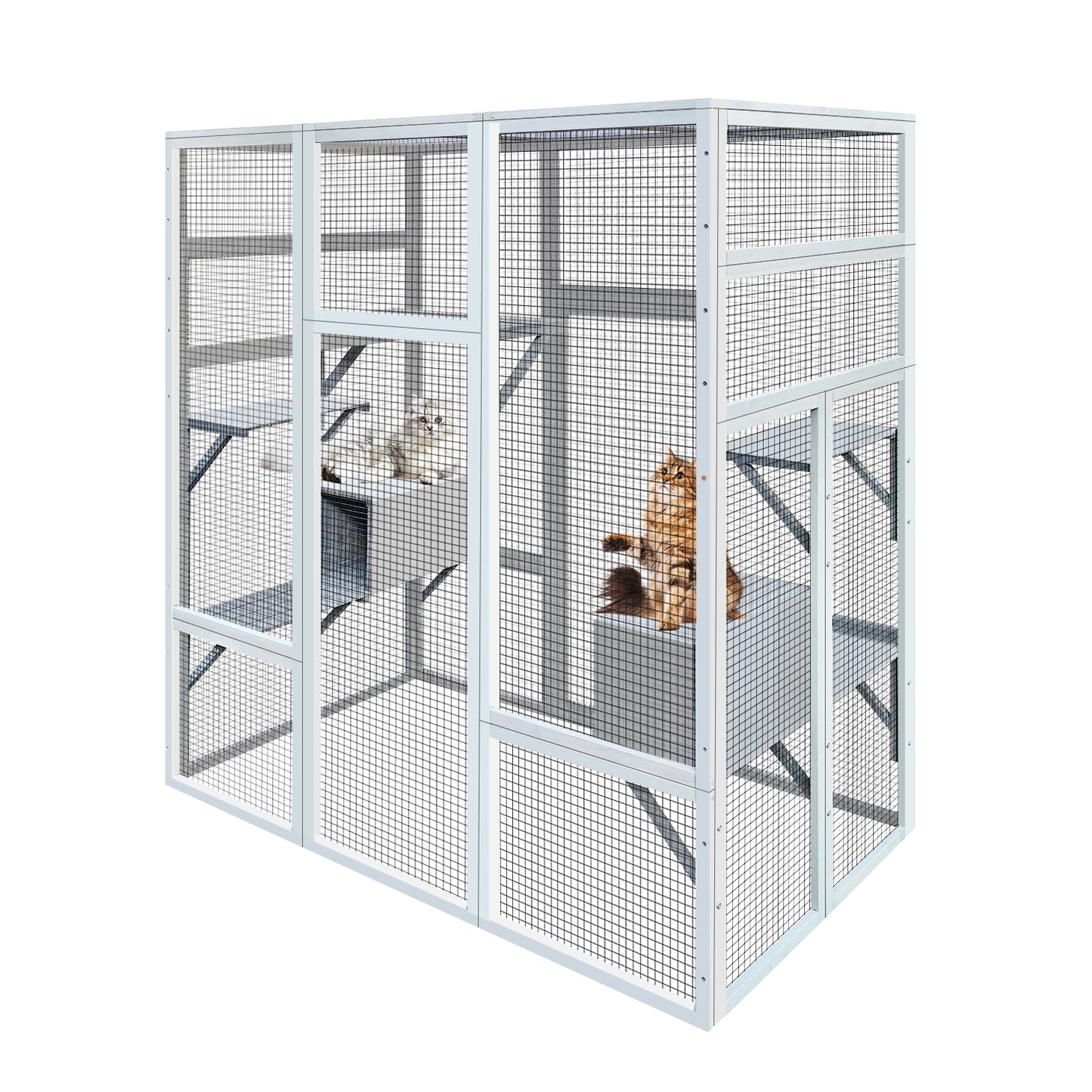 62.6" Outdoor Wooden Cat House Large Catio
