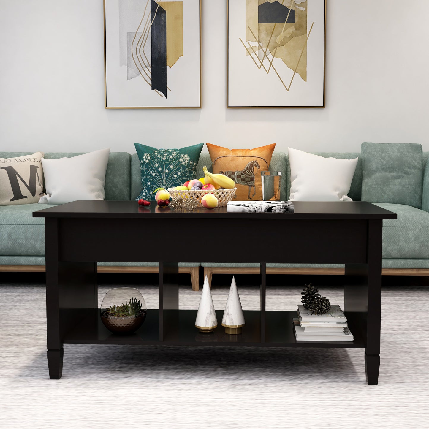 Lift Top Storage Coffee Table-Black