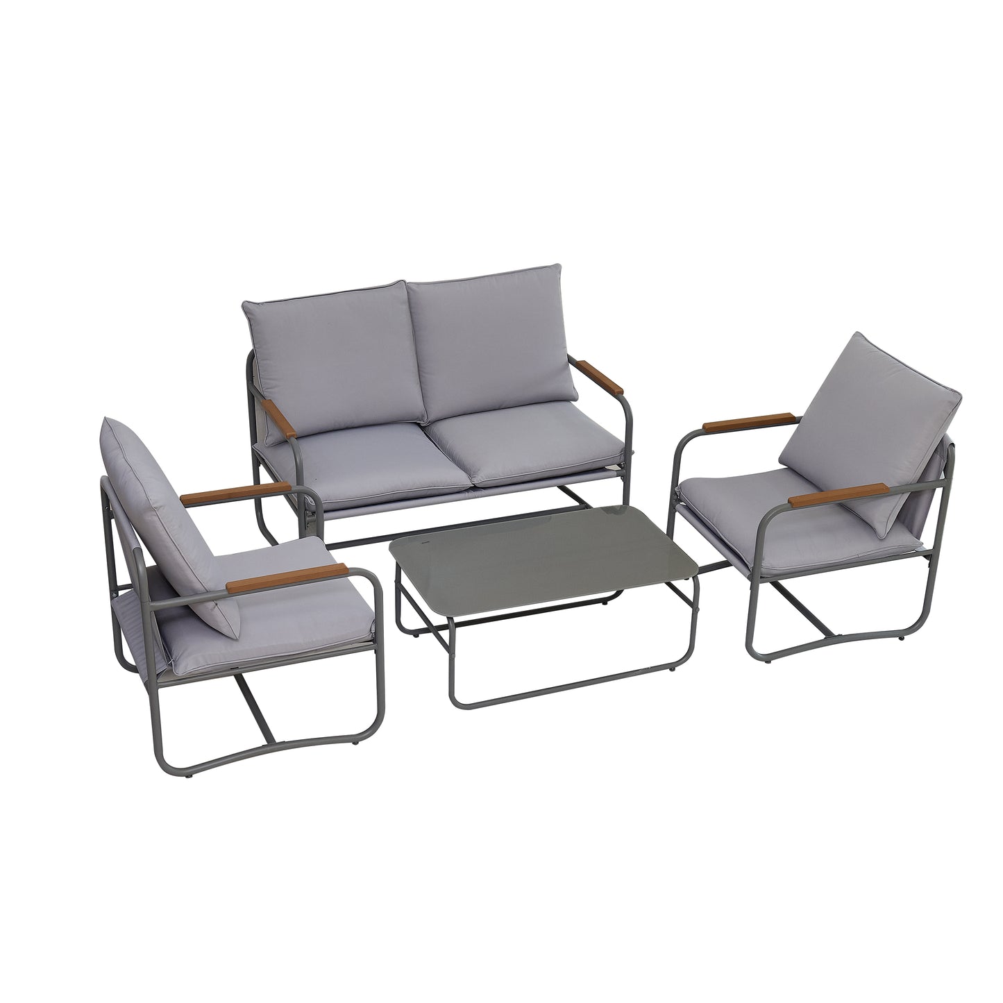 4-Piece Outdoor Industrial-style Patio Furniture Sets