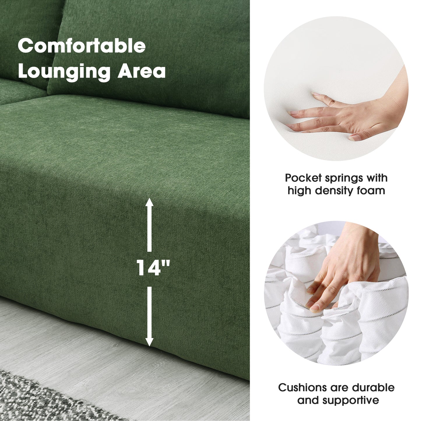 Green Modular Minimalist Sectional Sofa