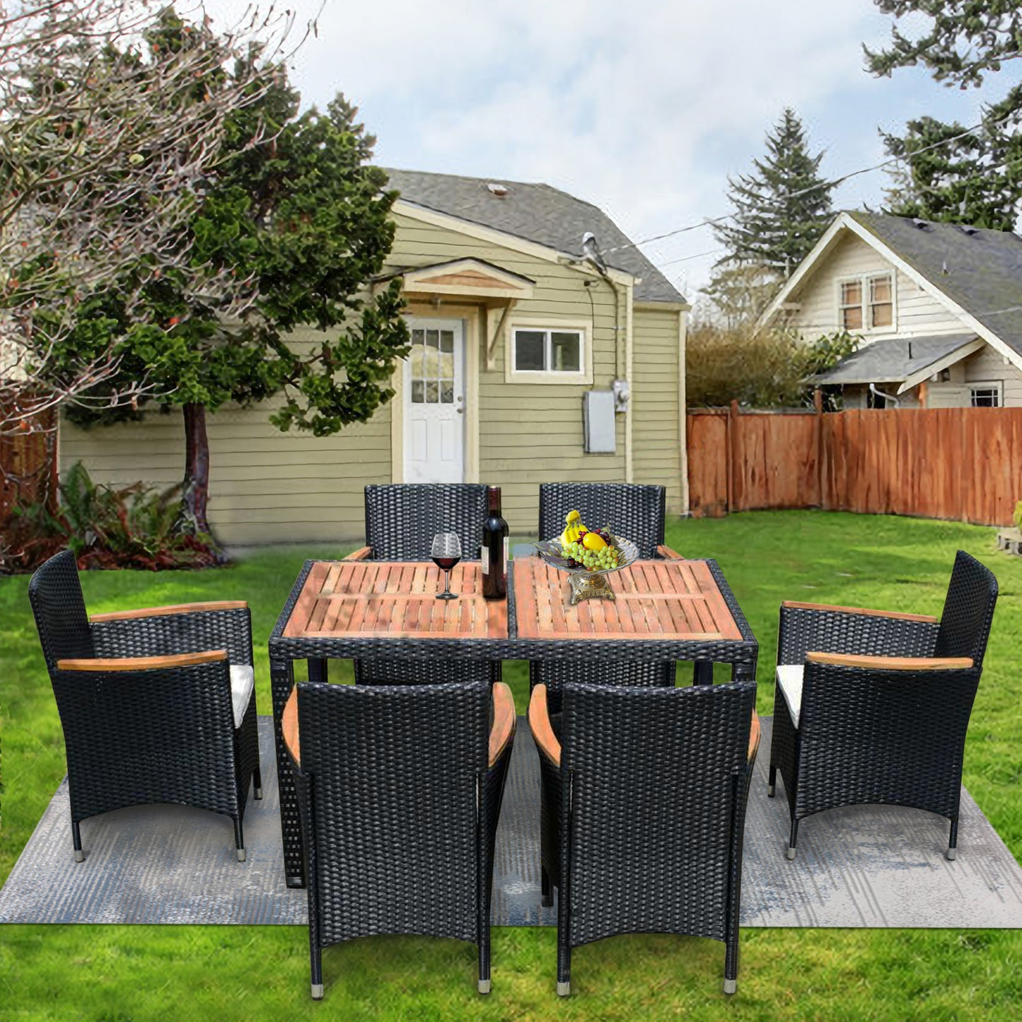 7 piece Outdoor Patio Wicker Dining Set
