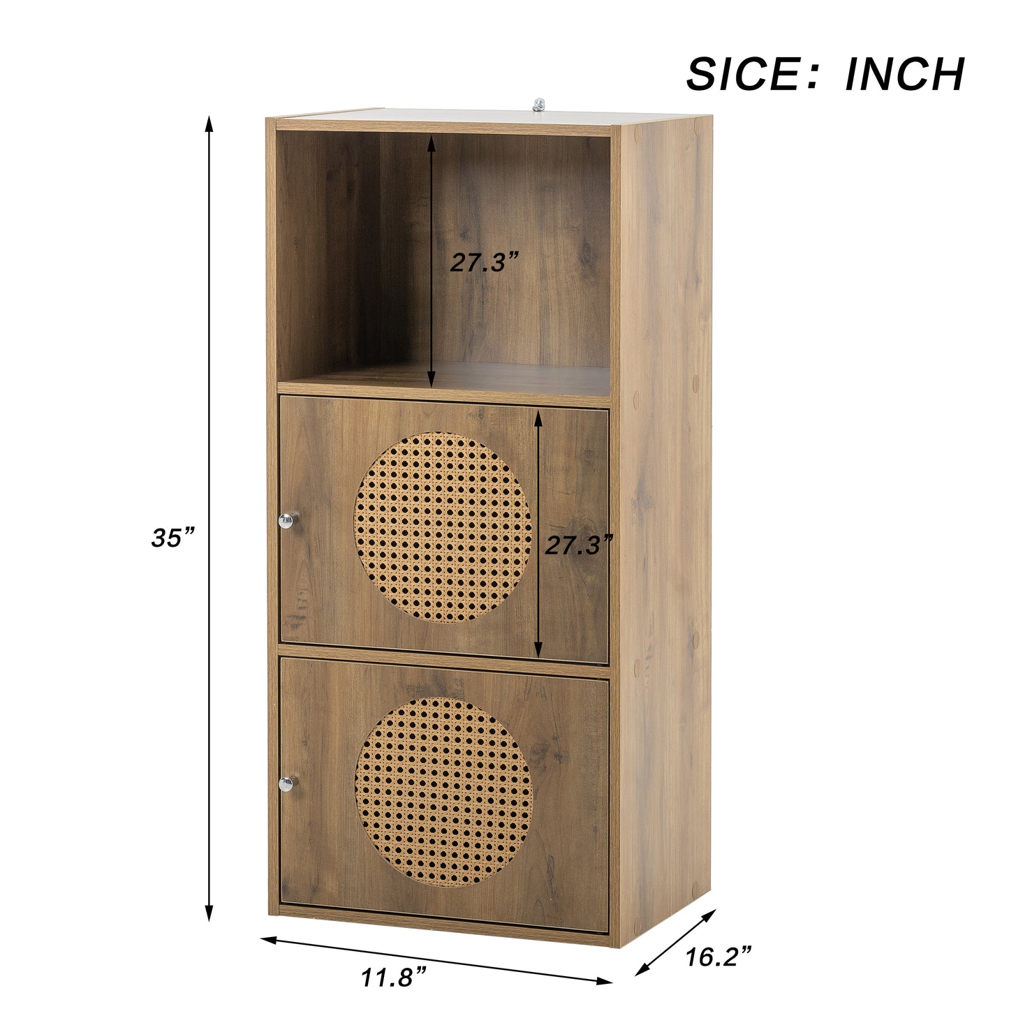 Storage Cabinet with Rattan Door Front Detail
