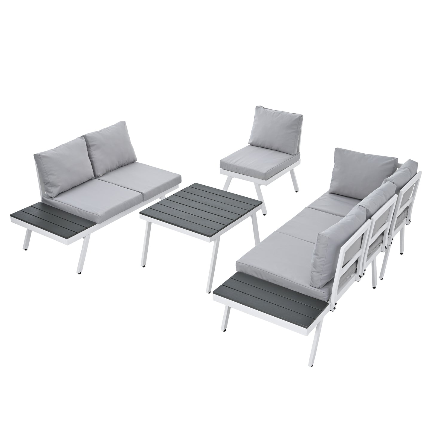 Industrial 5-Piece Aluminum Outdoor Patio Furniture Set