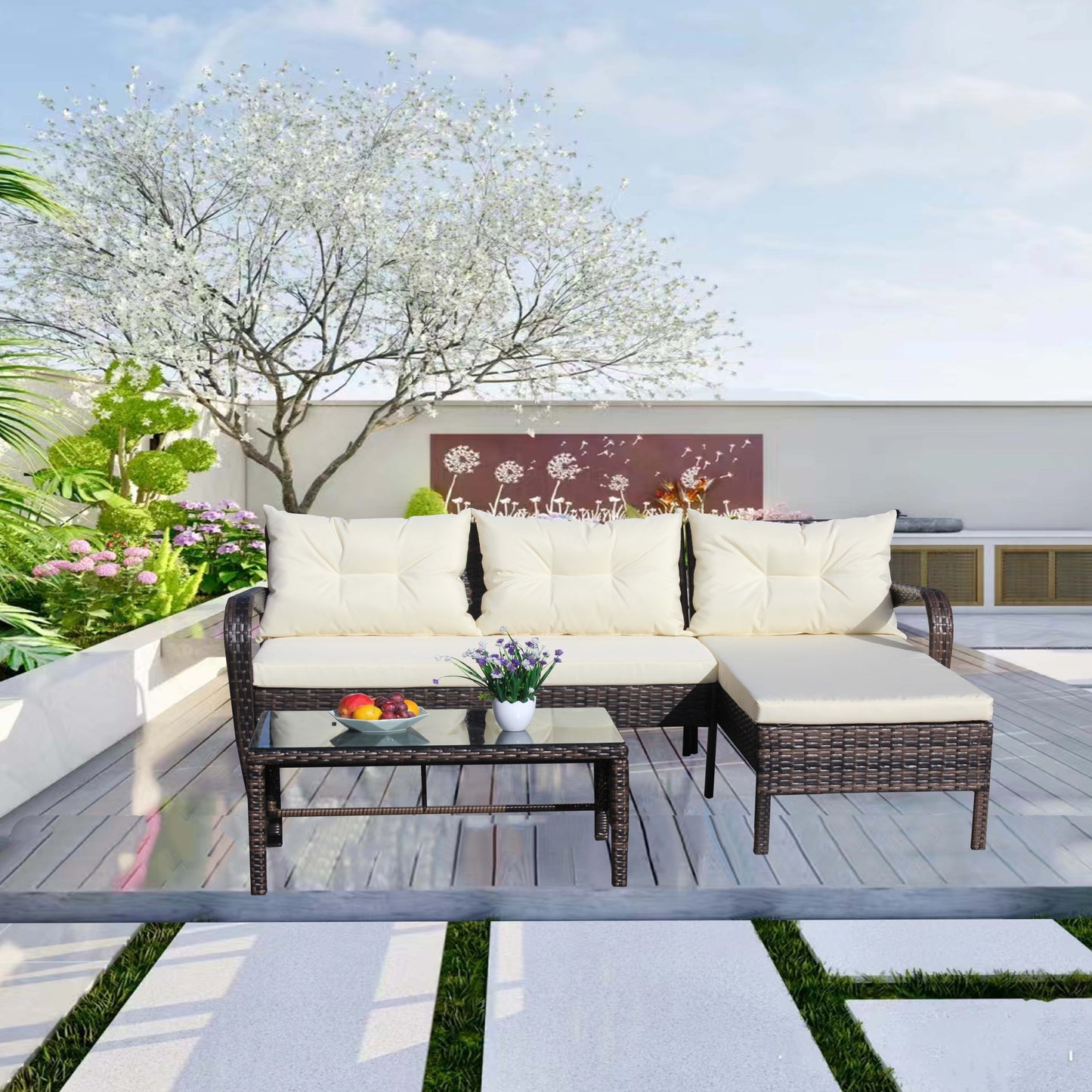 Outdoor Patio Furniture Set -Piece Conversation Set