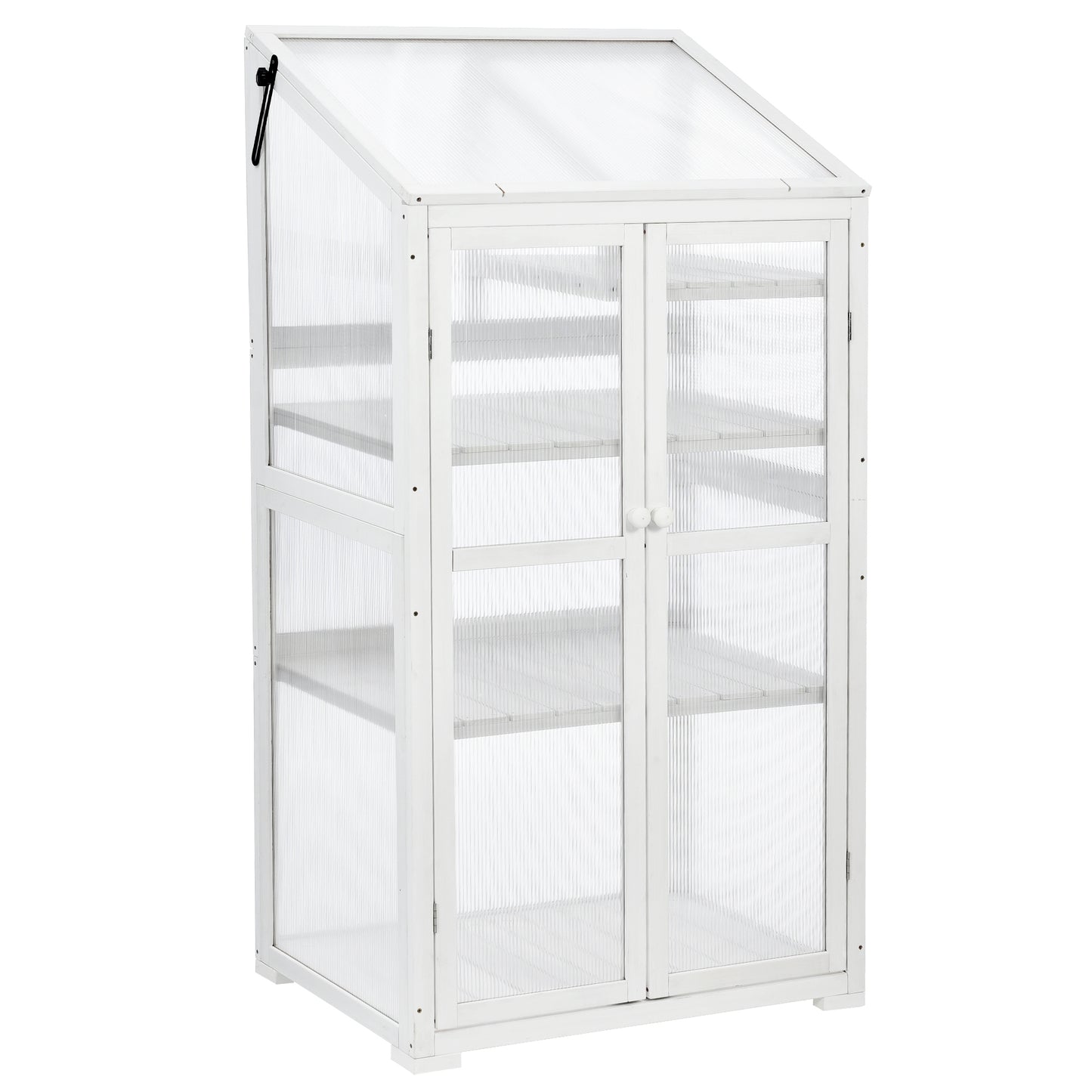 Small Greenhouse on Wheels with Adjustable Shelves for Outdoor or Indoor Use, 62inches tall, White