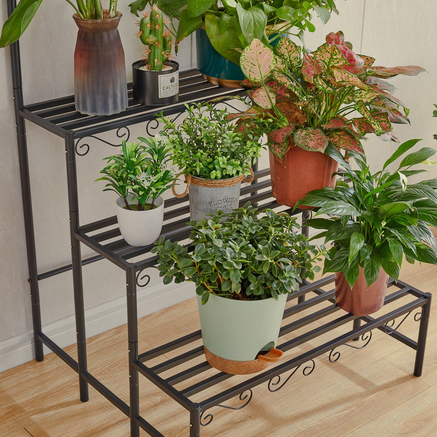 3-Tier Plant Stand with Hanging Rod