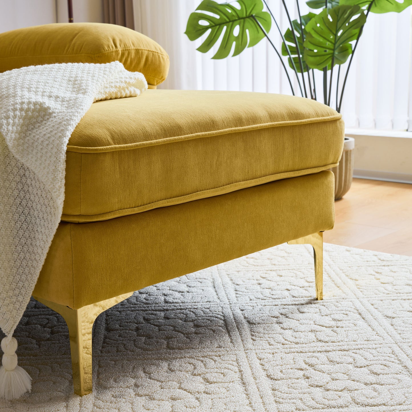 83" Modern Sectional L-Shaped Yellow Sofa