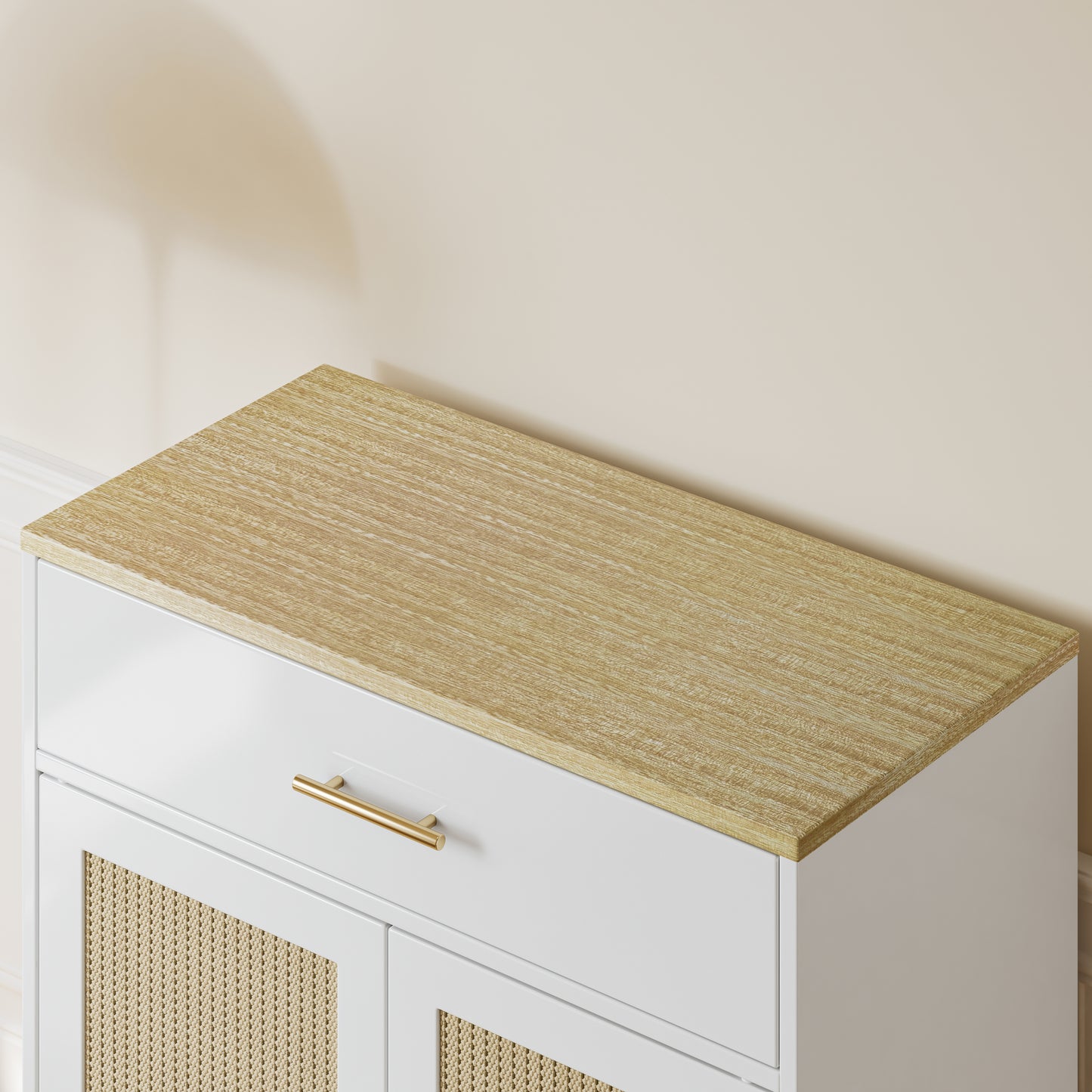 Cat Litter Box Enclosure, White with Scratch Pad Doors