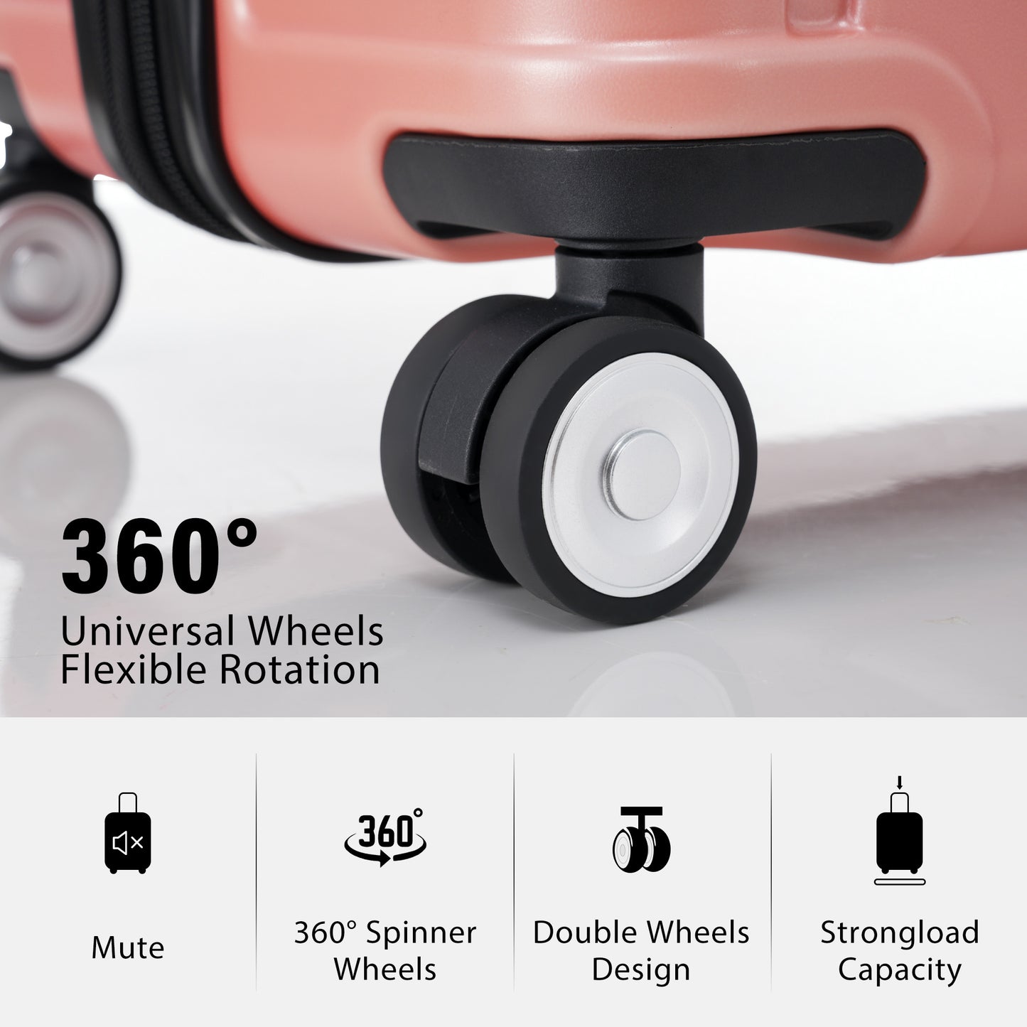 Luggage Set Pink 3 Pieces, Expandable Spinner