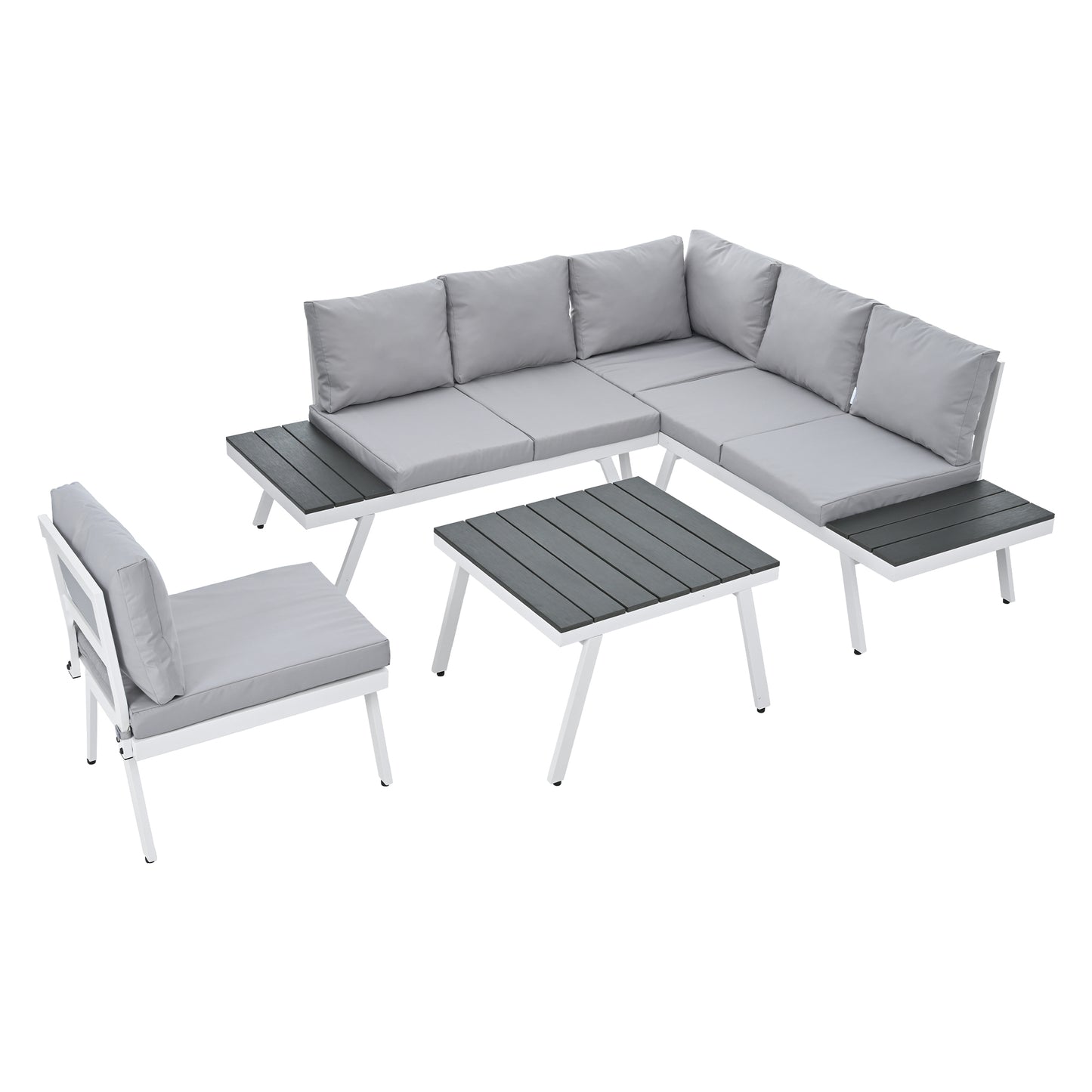 Industrial 5-Piece Aluminum Outdoor Patio Furniture Set