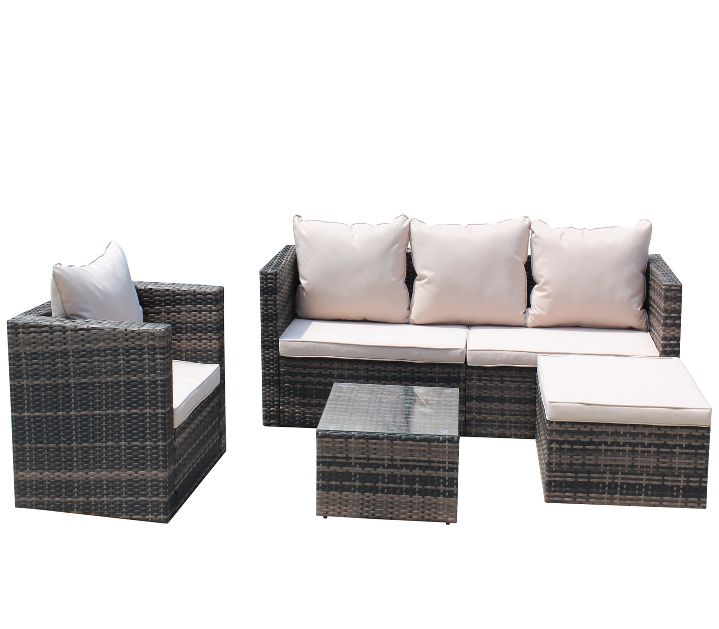 Rattan Patio Furniture 4-Piece Set with Sectional Sofa