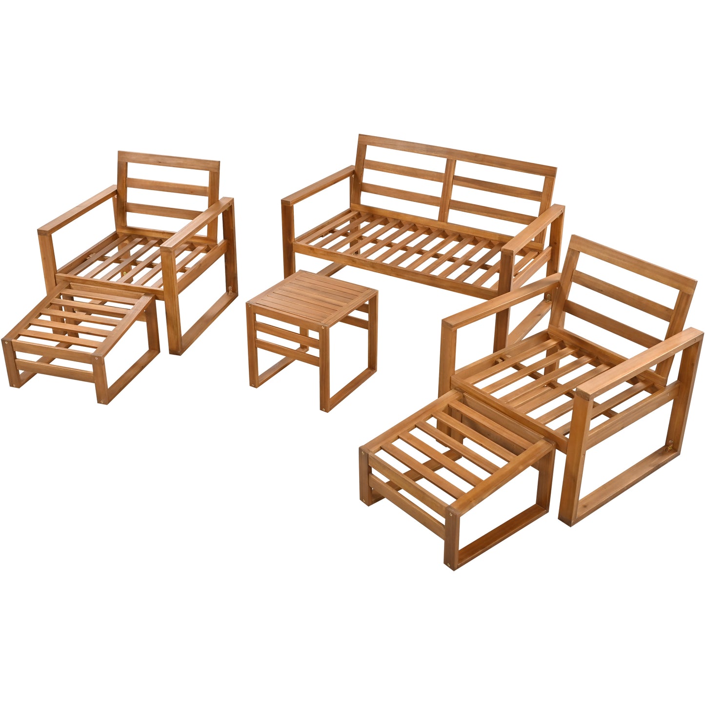 6-Piece Outdoor Wood Conversation Set