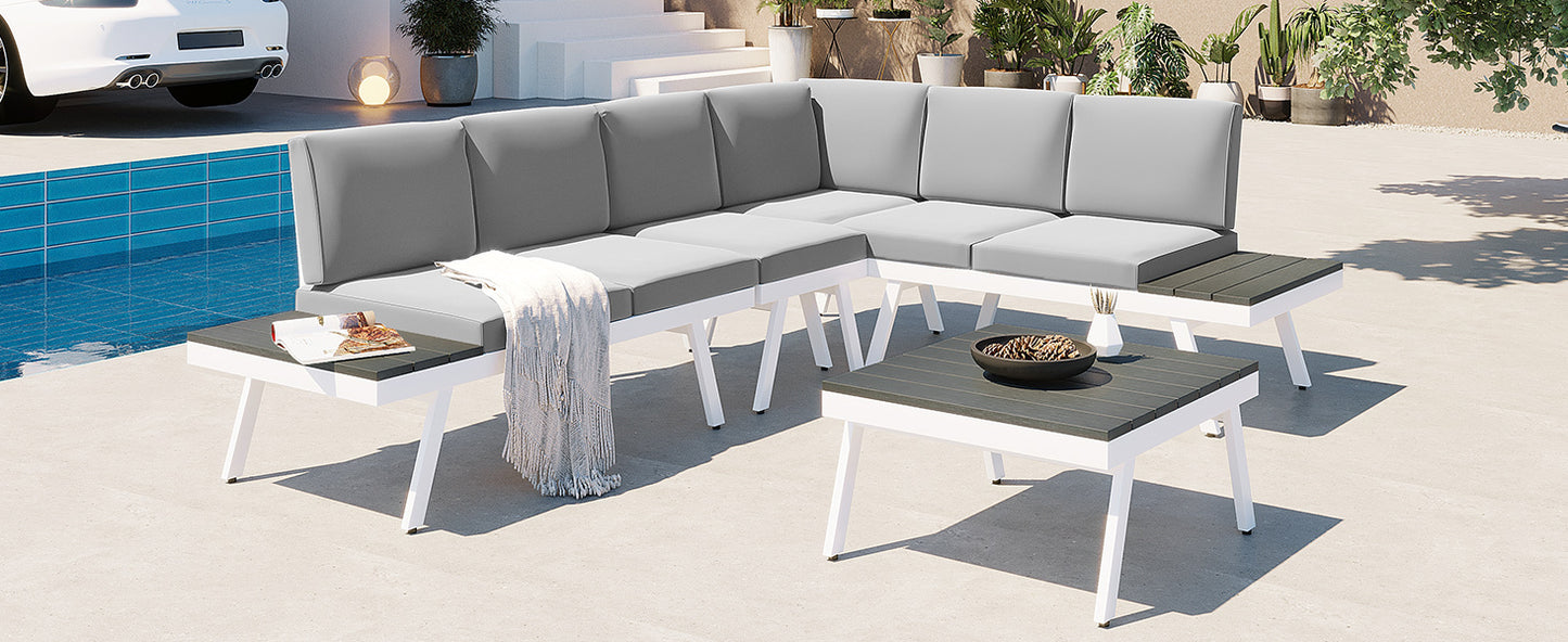 Industrial 5-Piece Aluminum Outdoor Patio Furniture Set