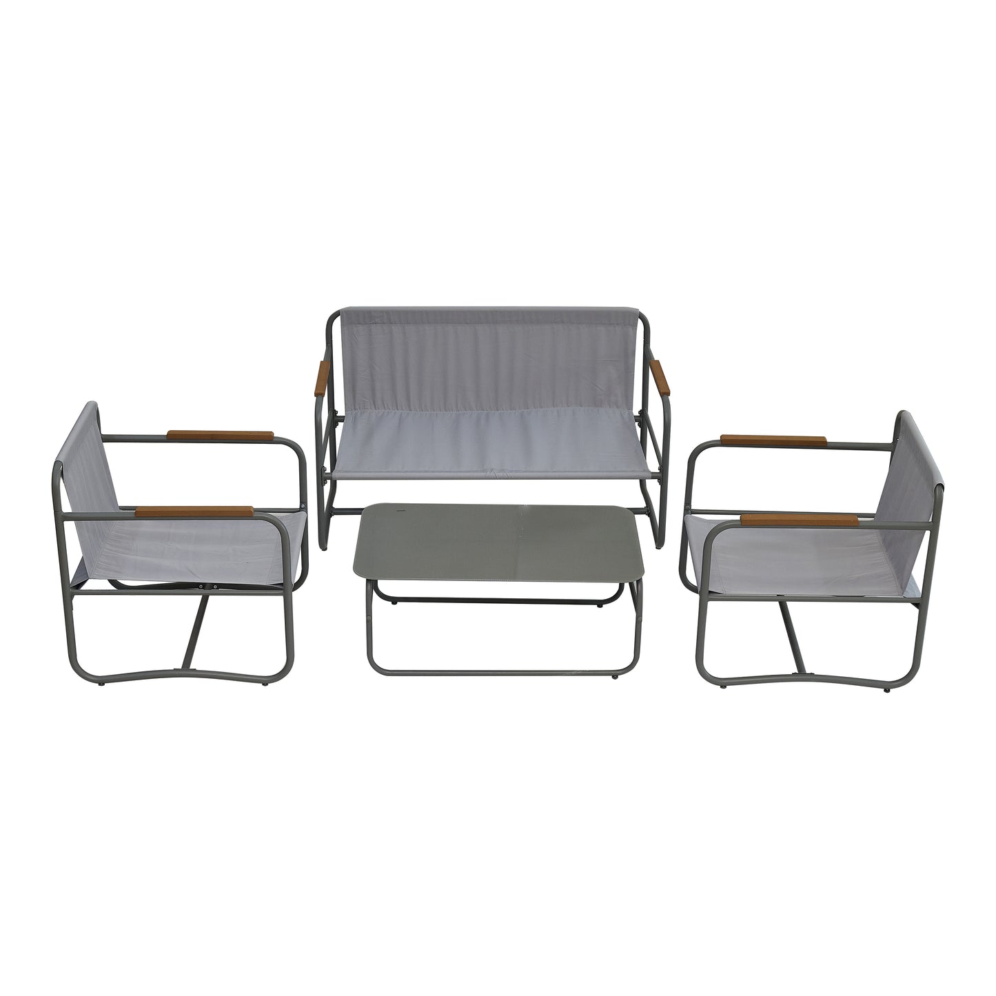 4-Piece Outdoor Industrial-style Patio Furniture Sets
