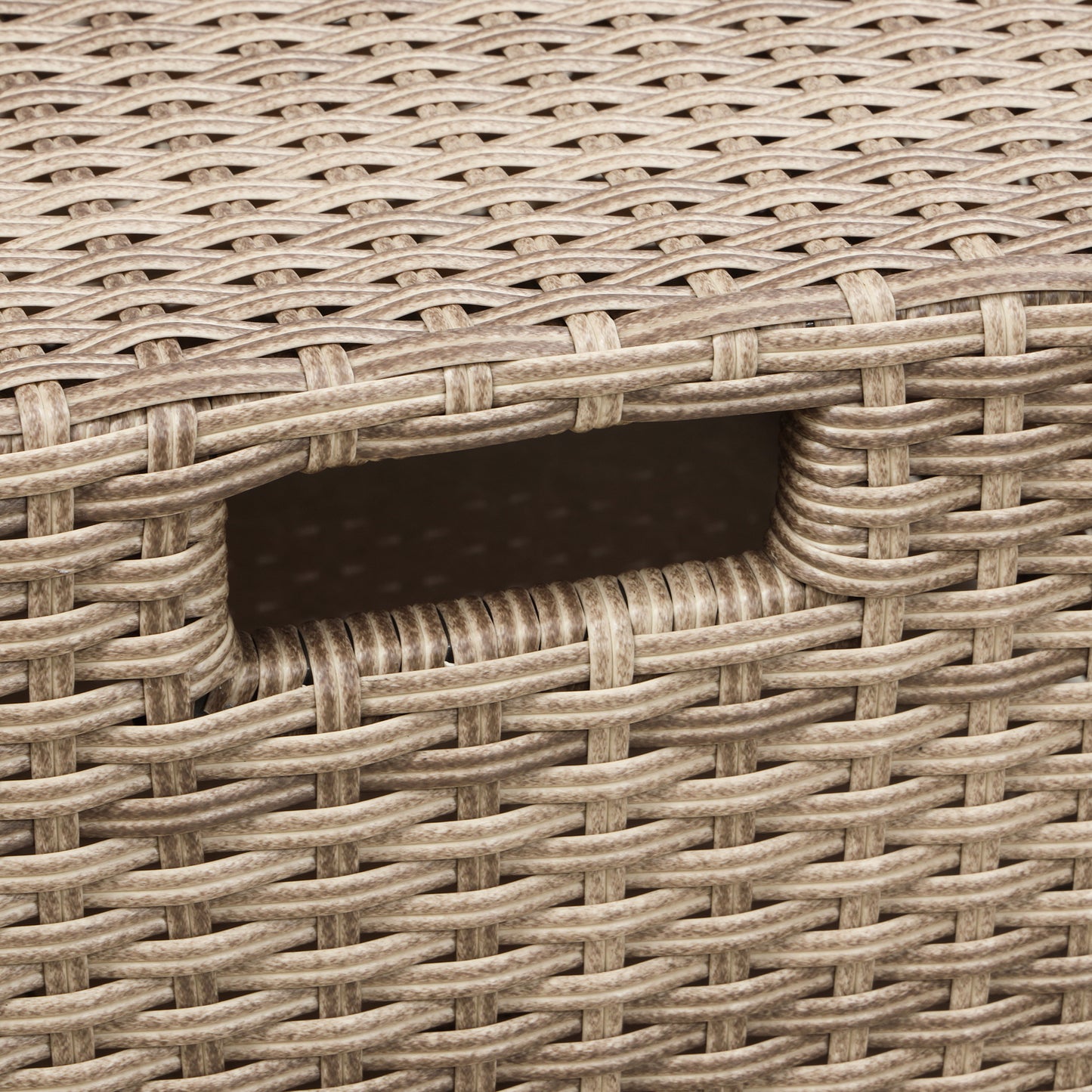 4 Piece Tan Outdoor Wicker Conversation Set with Storage Ottomans