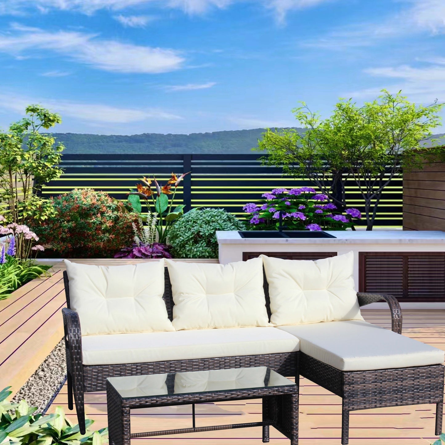 Outdoor Patio Furniture Set -Piece Conversation Set