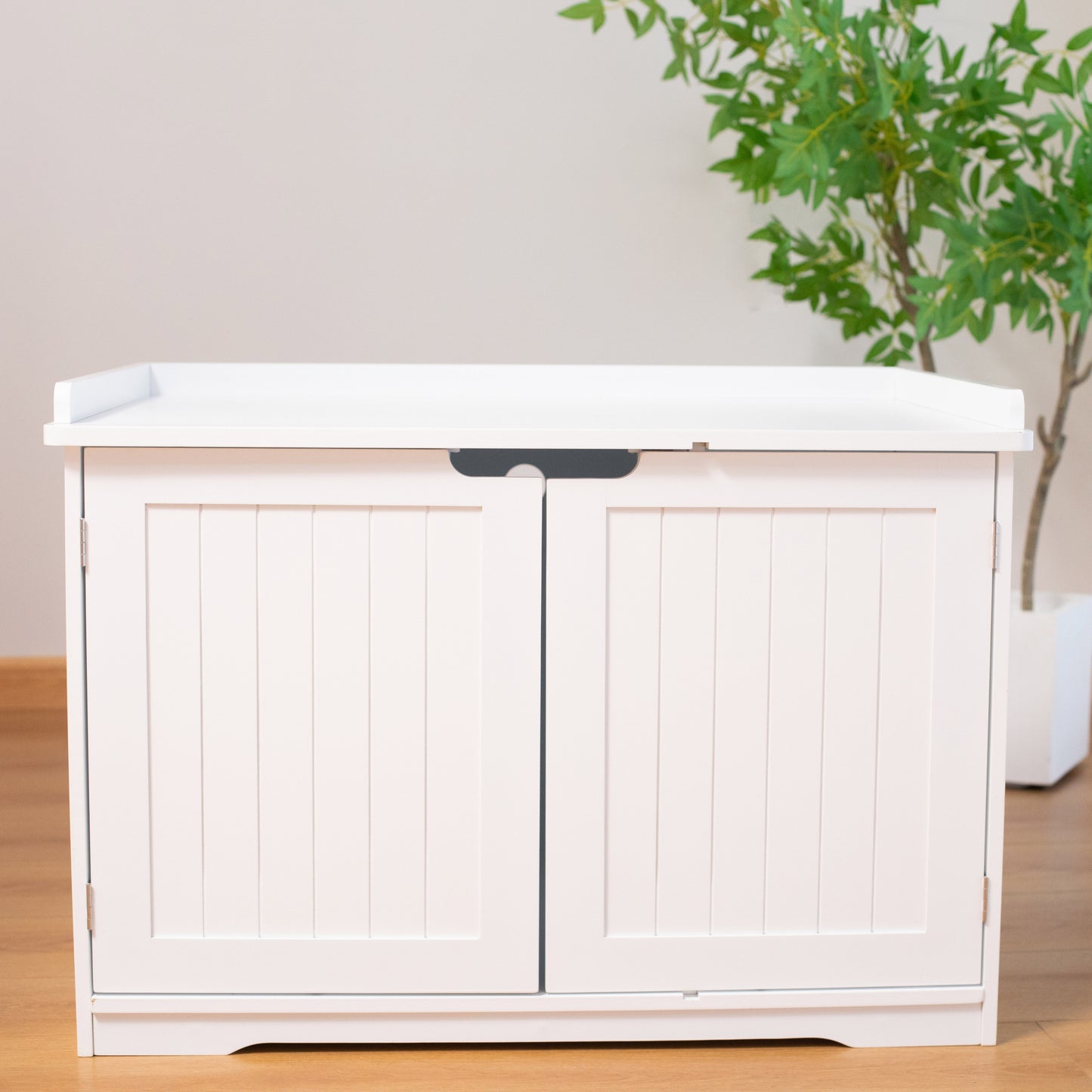 Litter Box Storage Cabinet 2-Door, White