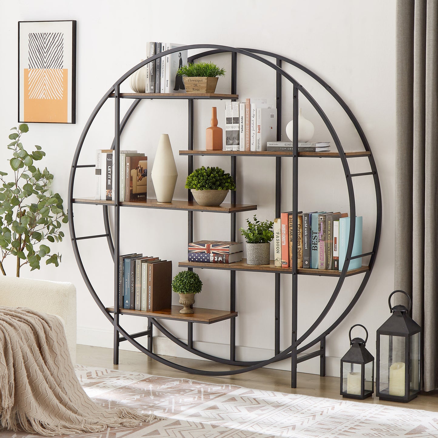 Round 5-Tier Metal Plant Stand and Bookcase