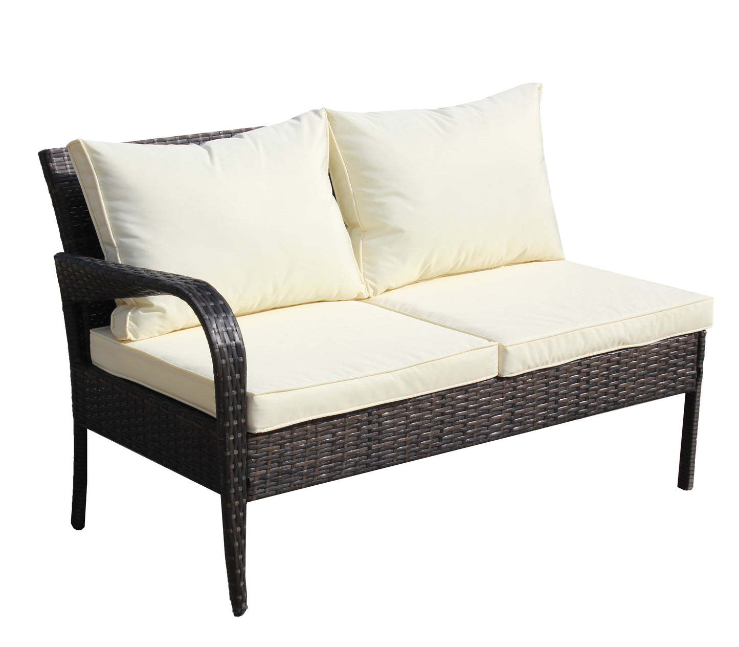 4 Piece Patio Sectional Outdoor Furniture Sofa Set with Storage Box