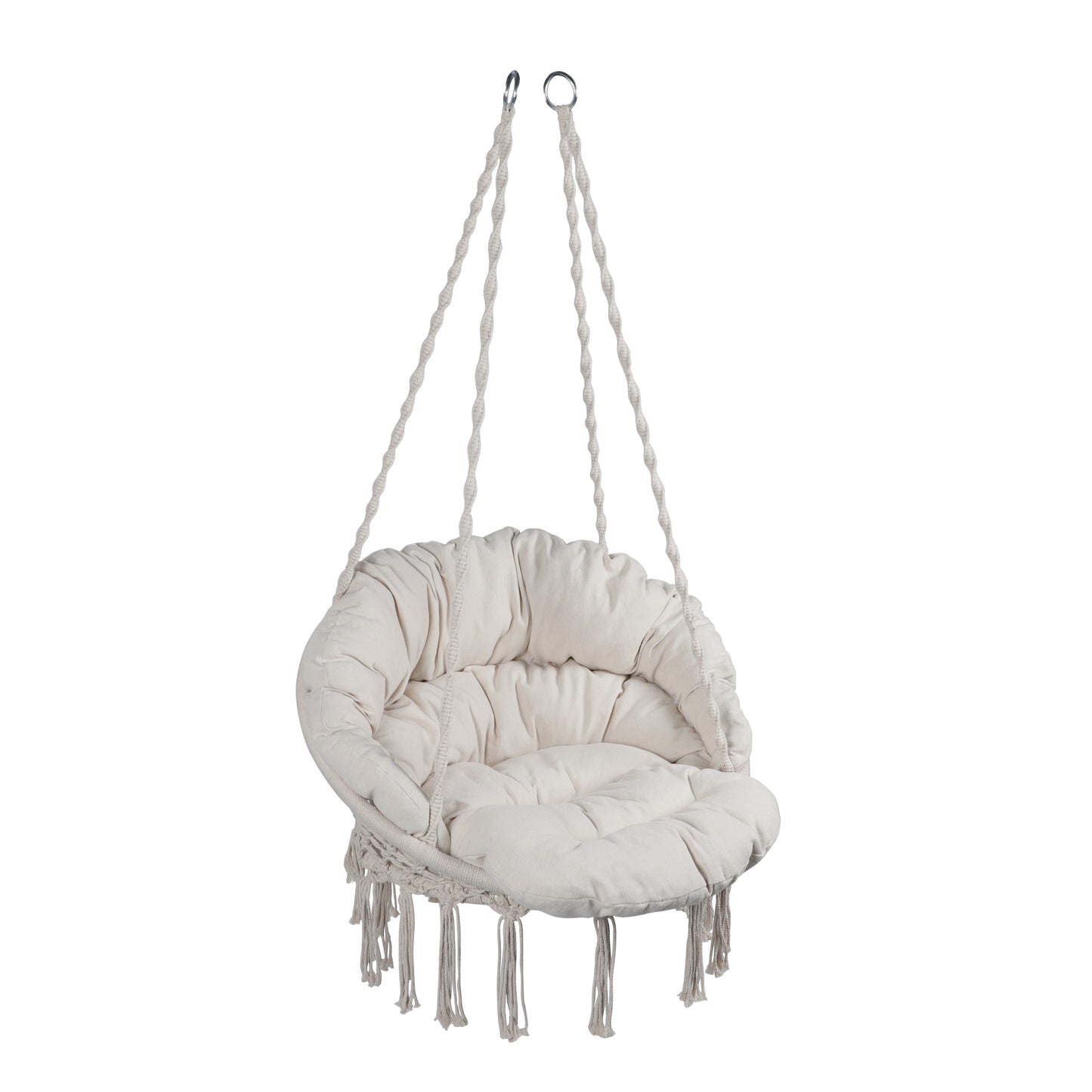 Ultra Padded Cozy Hammock Chair Macrame Swing, Beige