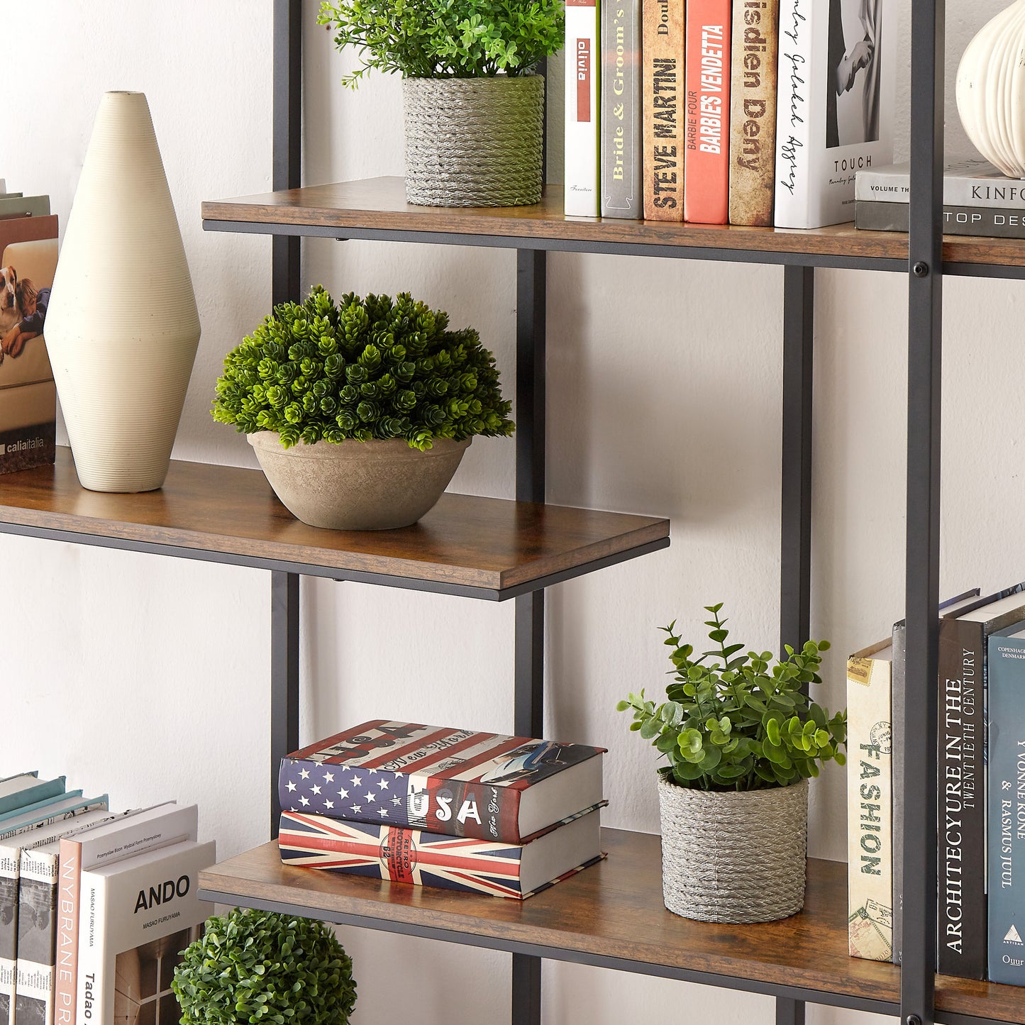 Round 5-Tier Metal Plant Stand and Bookcase