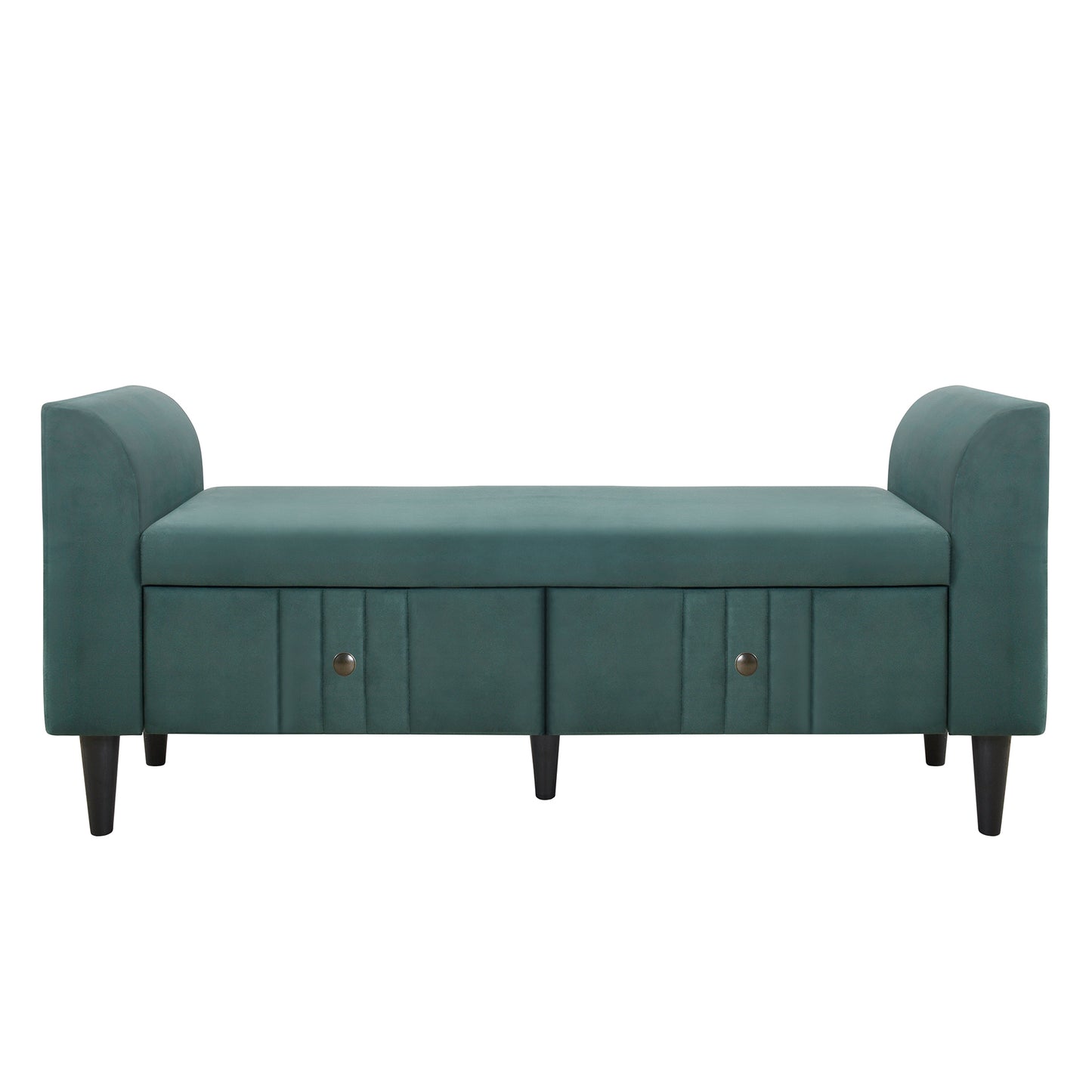 Green Upholstered Storage Ottoman Bench with Drawers