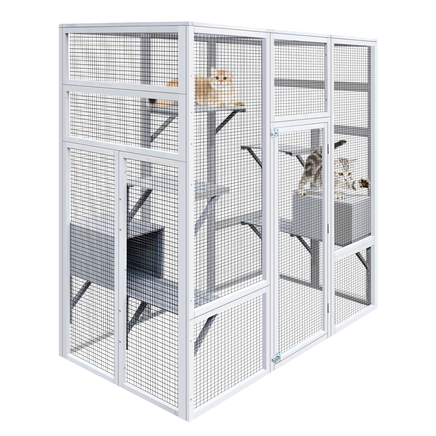 62.6" Outdoor Wooden Cat House Large Catio