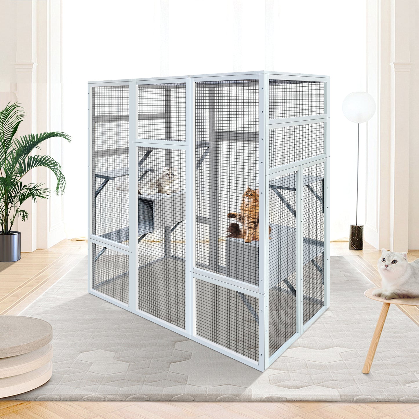 62.6" Outdoor Wooden Cat House Large Catio
