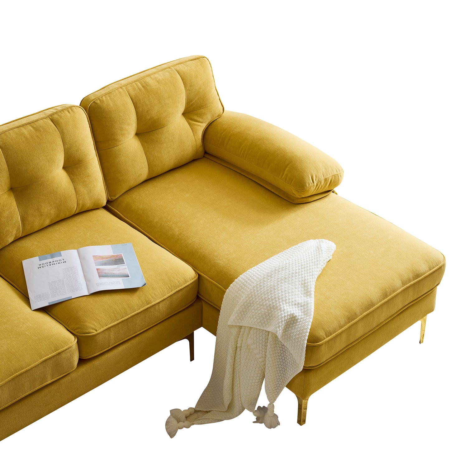 83" Modern Sectional L-Shaped Yellow Sofa