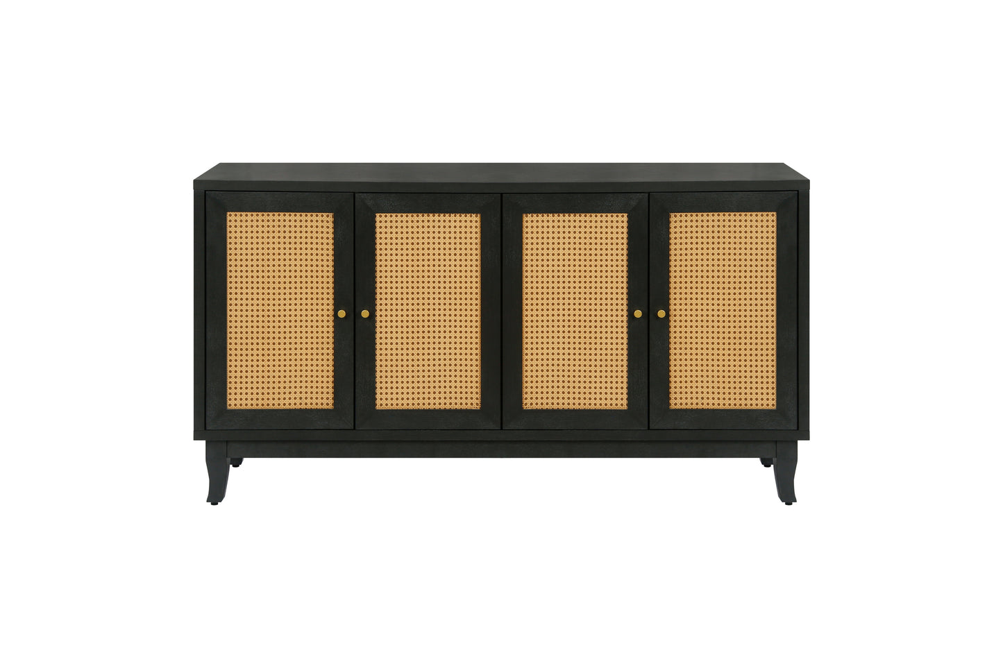 Handcrafted Rattan Sideboard Buffet Cabinet in Black