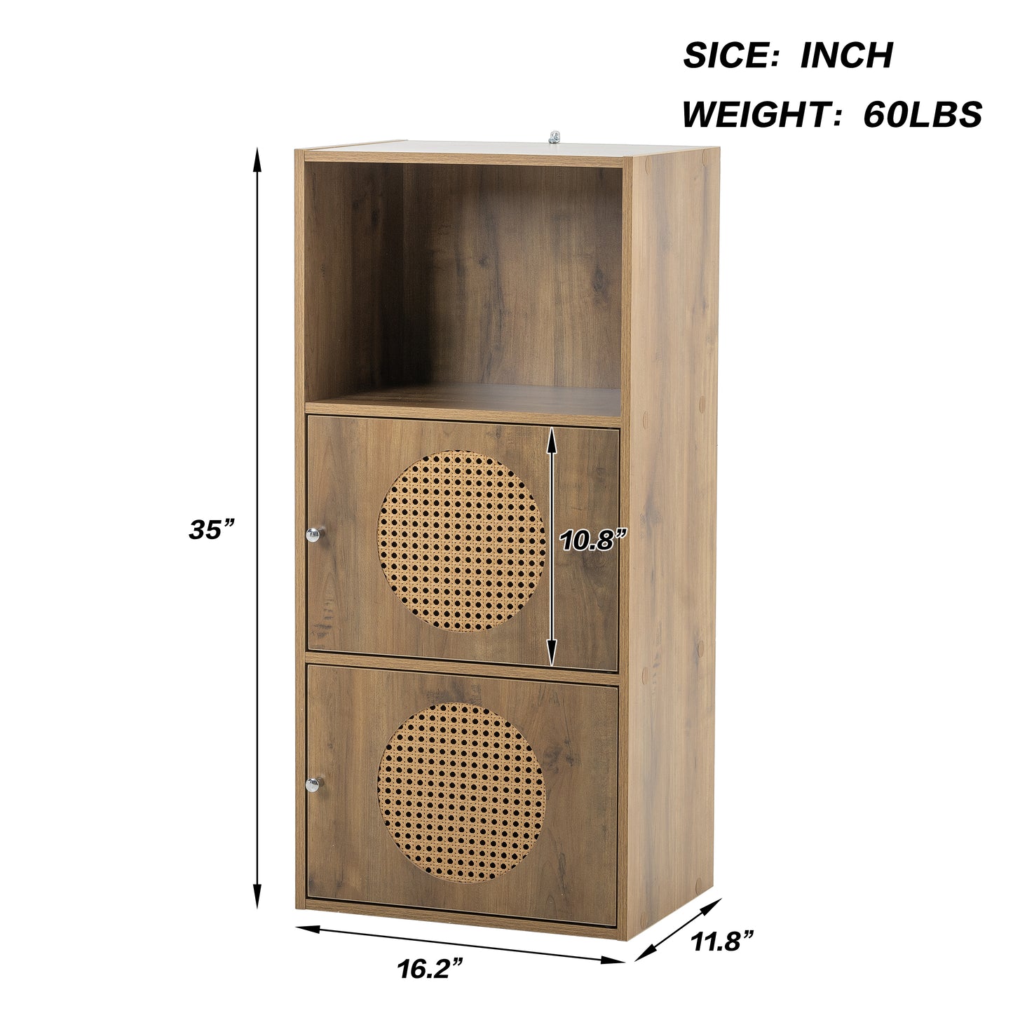 Storage Cabinet with Rattan Door Front Detail
