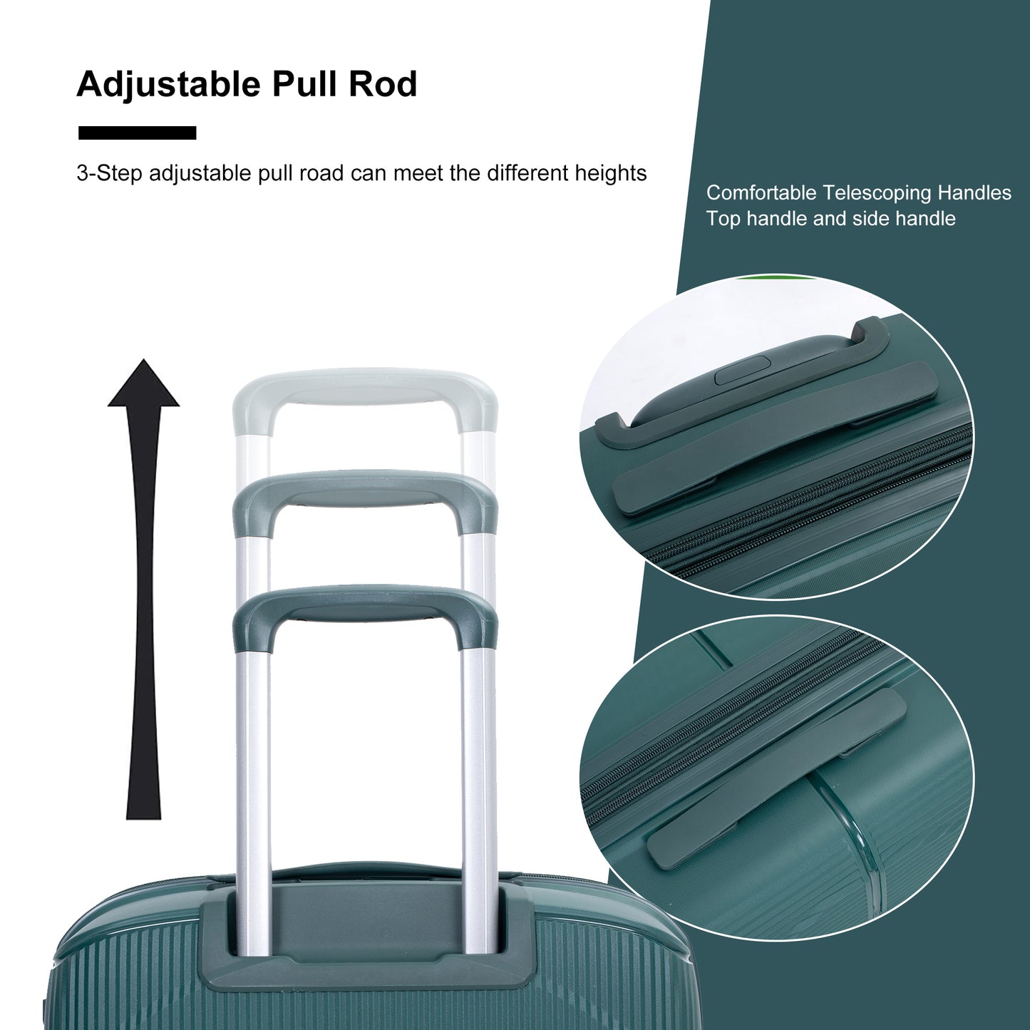 Green Expandable Hardshell 3-Piece Suitcase Set
