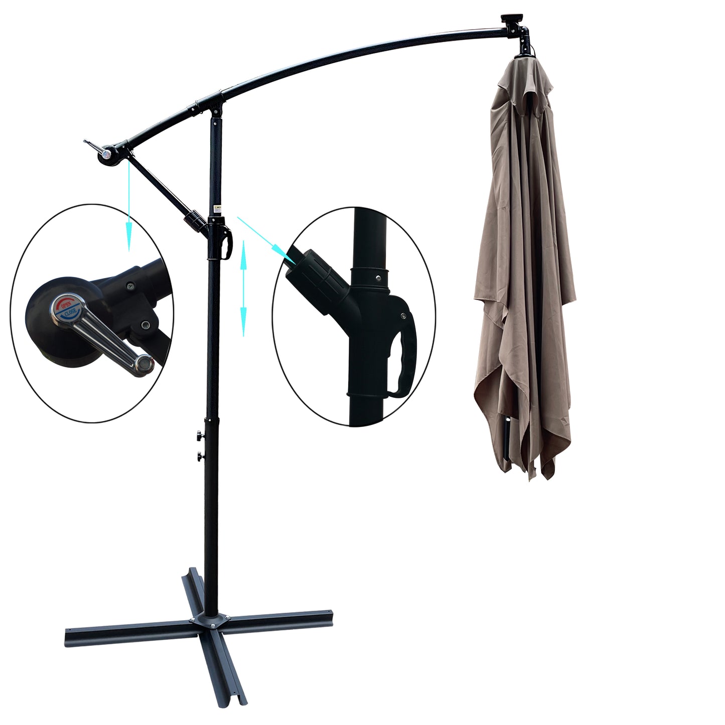 Rectangle 2x3M Outdoor Patio Umbrella Solar Powered LED Lights