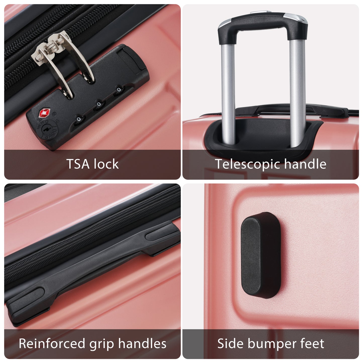 Luggage Set Pink 3 Pieces, Expandable Spinner