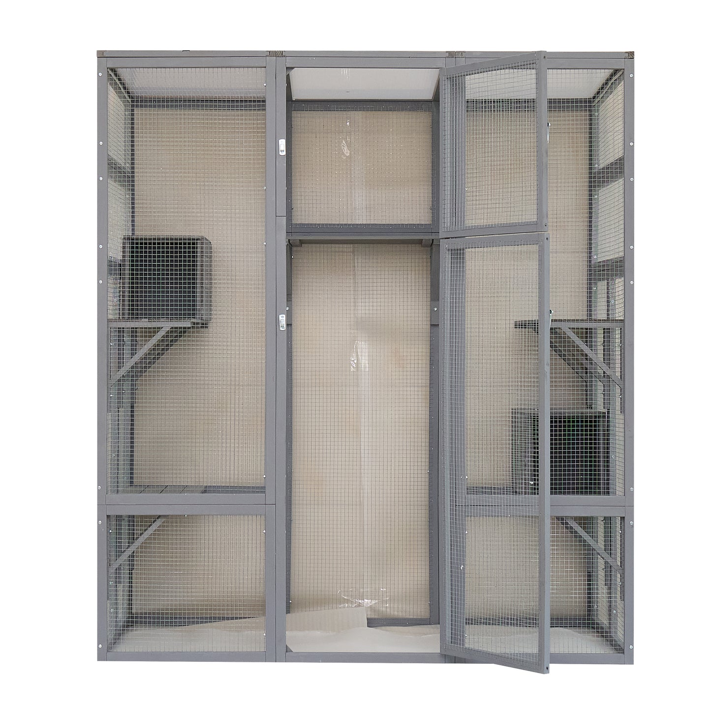 Big Catio Wooden with 6 High Ledges, Weather Protection Asphalt Roof