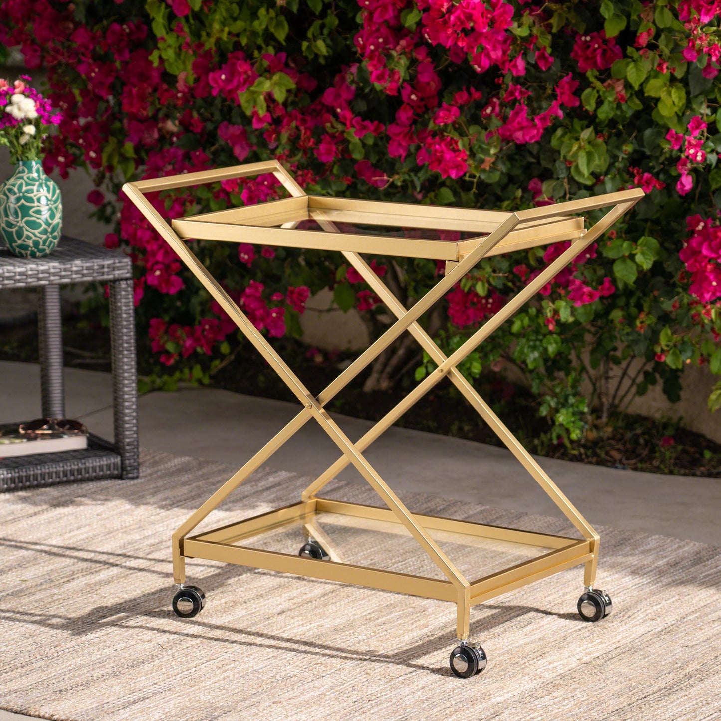 Tempered Glass Gold Bar Cart