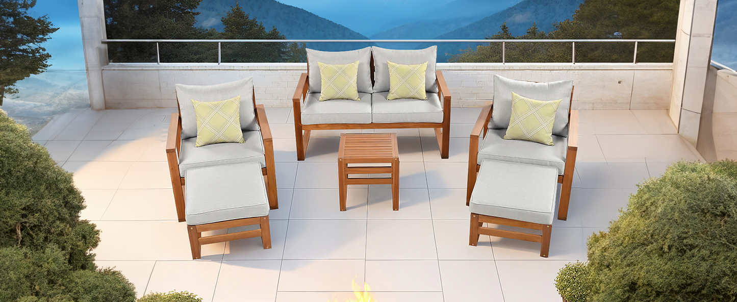 6-Piece Outdoor Wood Conversation Set