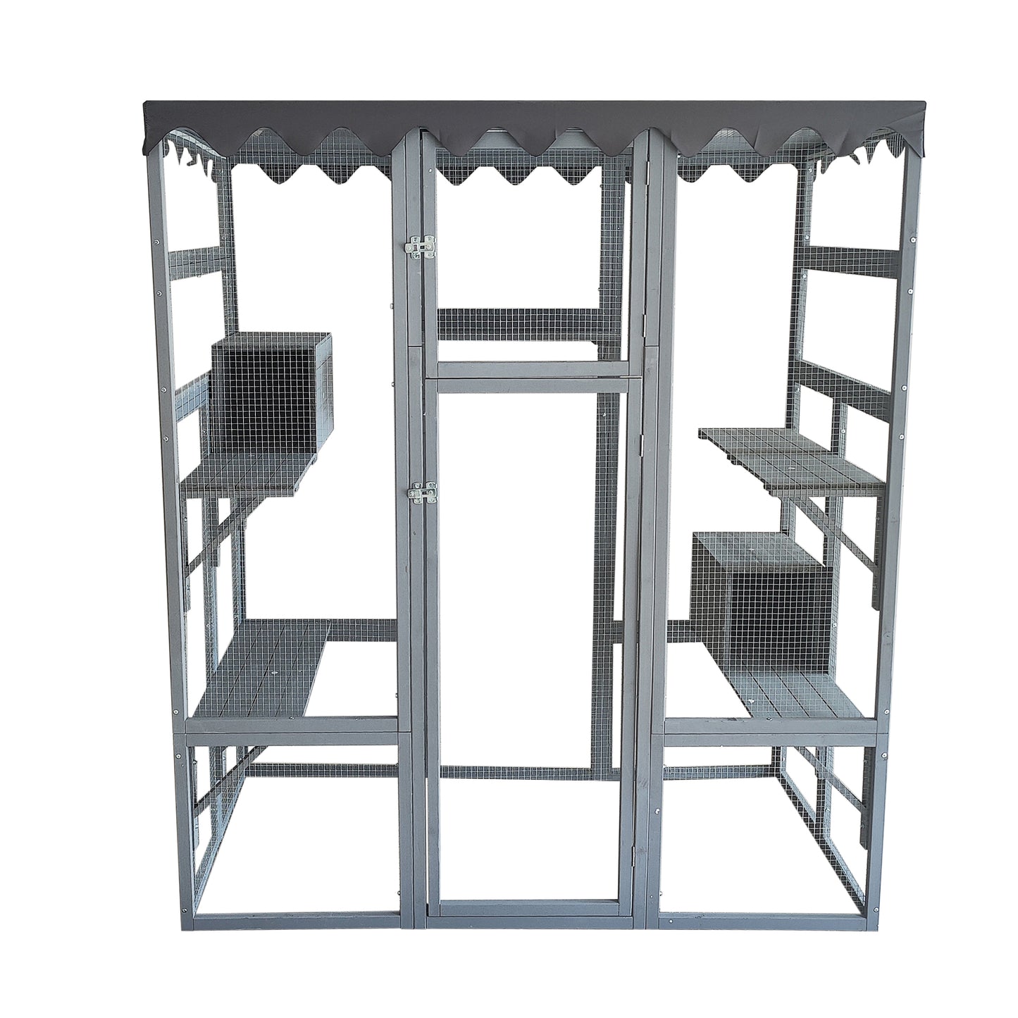 Big Catio Wooden with 6 High Ledges, Weather Protection Asphalt Roof