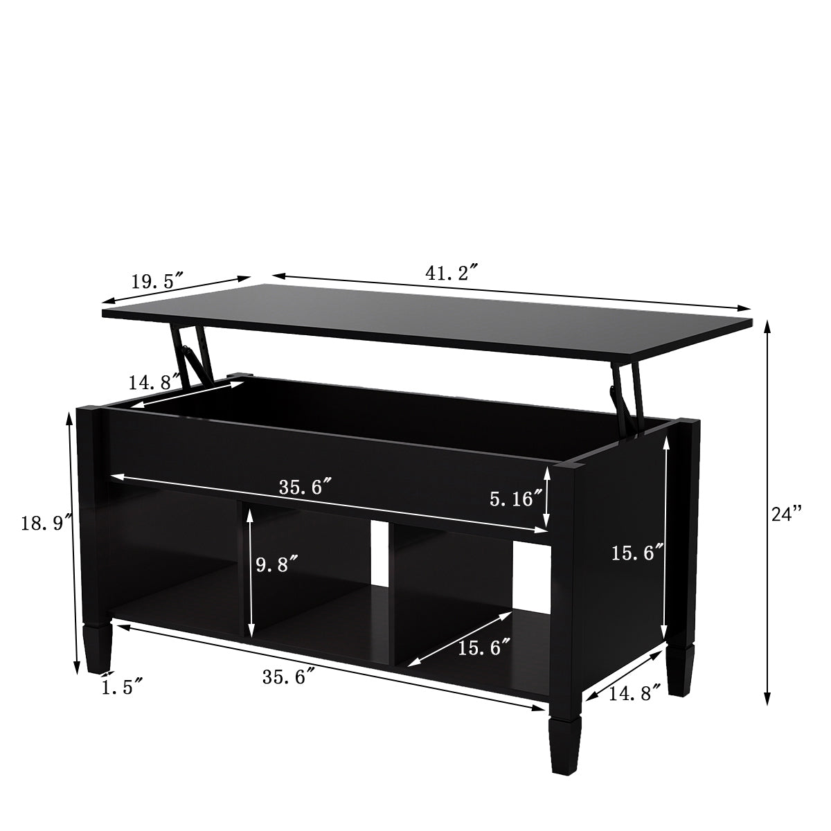 Lift Top Storage Coffee Table-Black