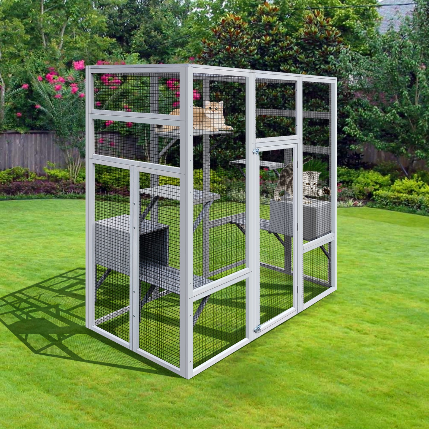 62.6" Outdoor Wooden Cat House Large Catio